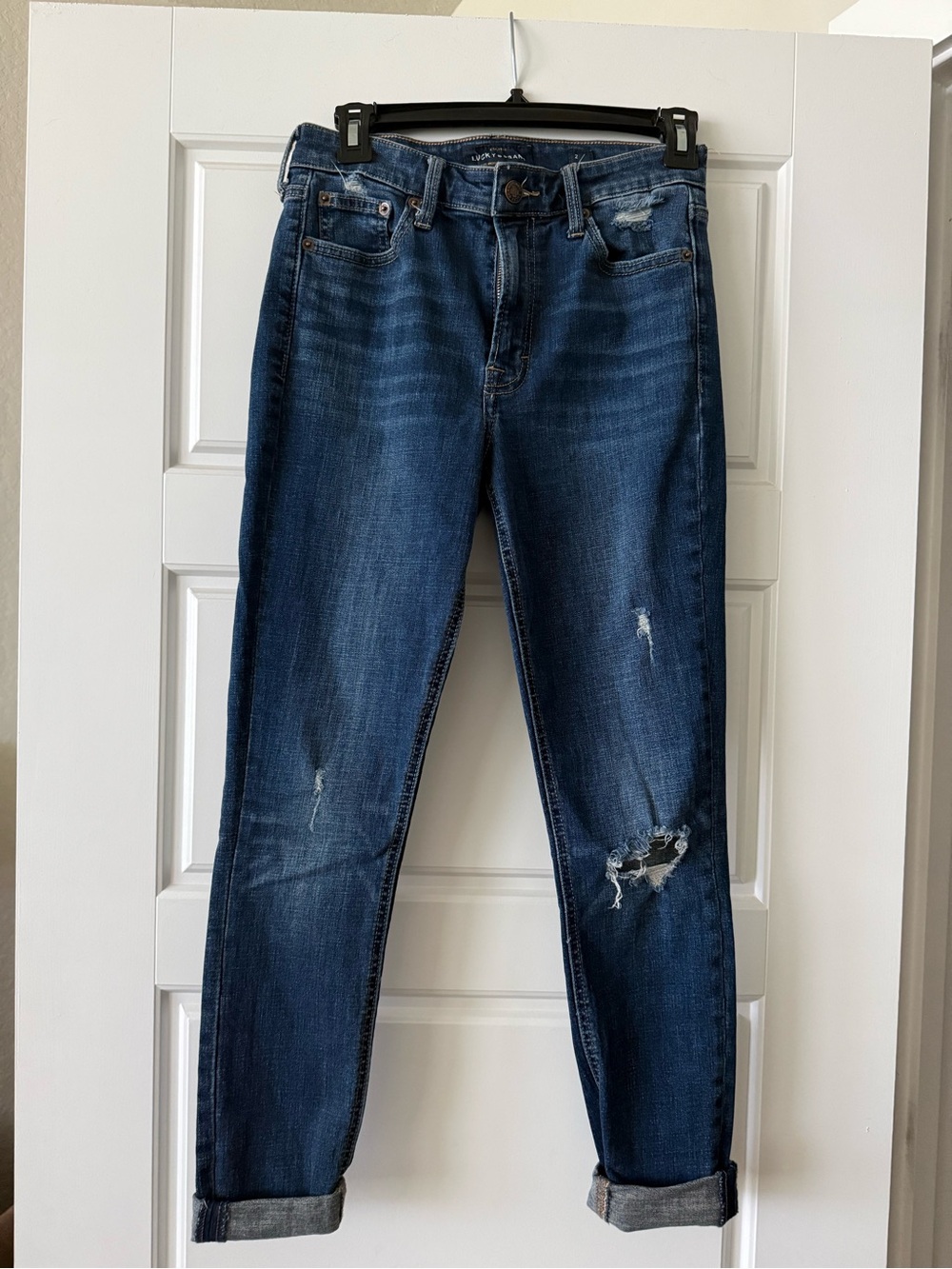 Lucky Brand Women's Skinny Jeans - Dark Blue Distressed